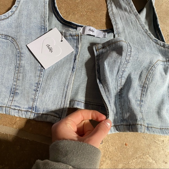 NWT Adika Denim Zip Up Tank Top - Picture 4 of 4